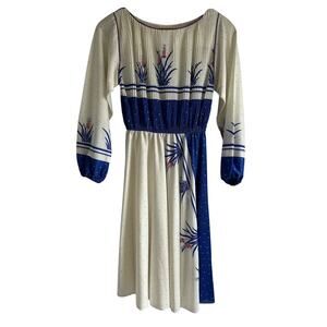 Vintage Women’s Size Small Polka‎ Dot Pineapple Accordion Pleated Dress 60s 70s